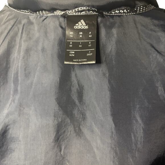 Adidas Jacket Womens Medium Logo Lightweight Quilted Outdoor Sporty Black Coat - Picture 11 of 12